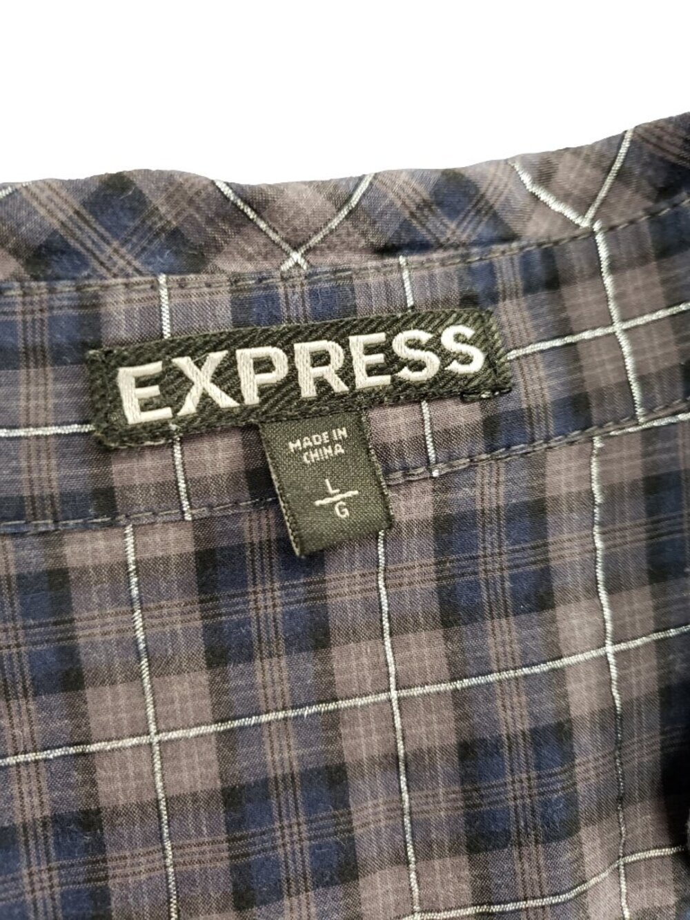 Express Plaid Ruffle Blouse Size L Preppy Workwear Button Front Top - Picture 5 of 9
